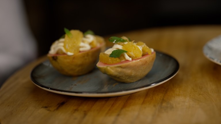 Recetas fáciles: postre de guayaba con durazno en almíbar y naranja