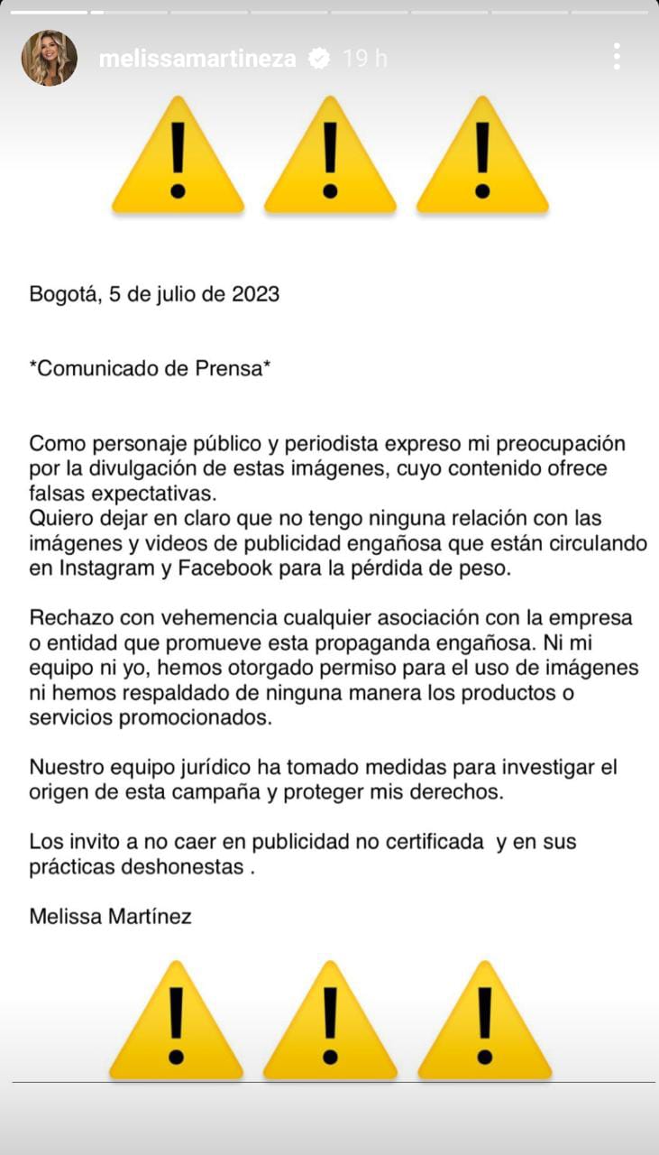 Melissa Martínez denunció que delincuentes usan su nombre para estafar en redes