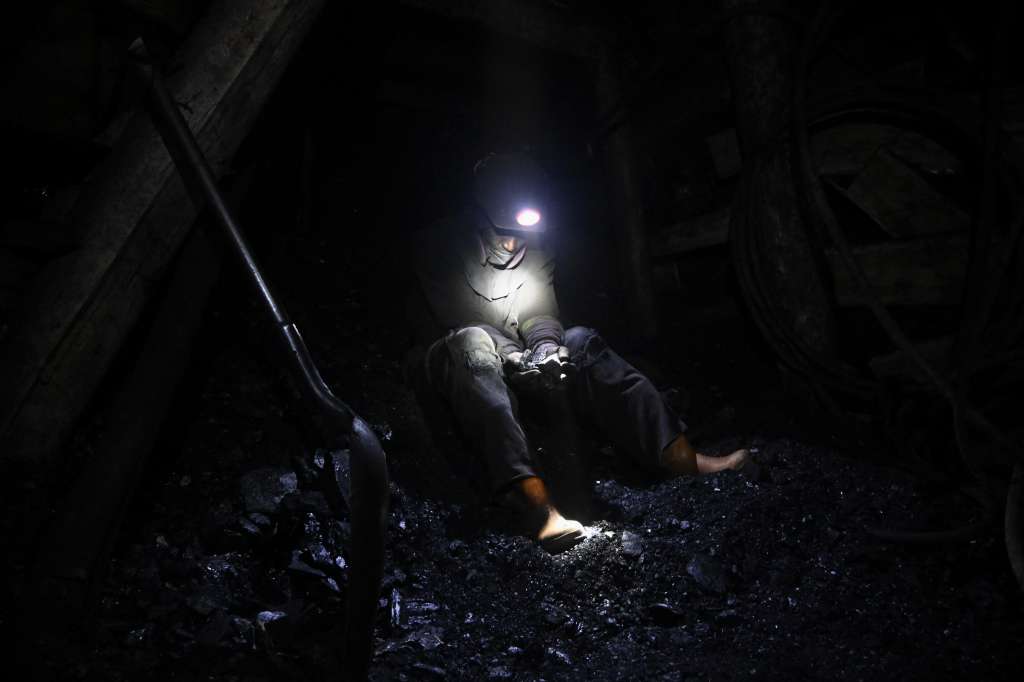 A miner works at the underground of the Mineria LyC coal mine in Tausa, Cundinamarca Department, Colombia on August 20, 2025.