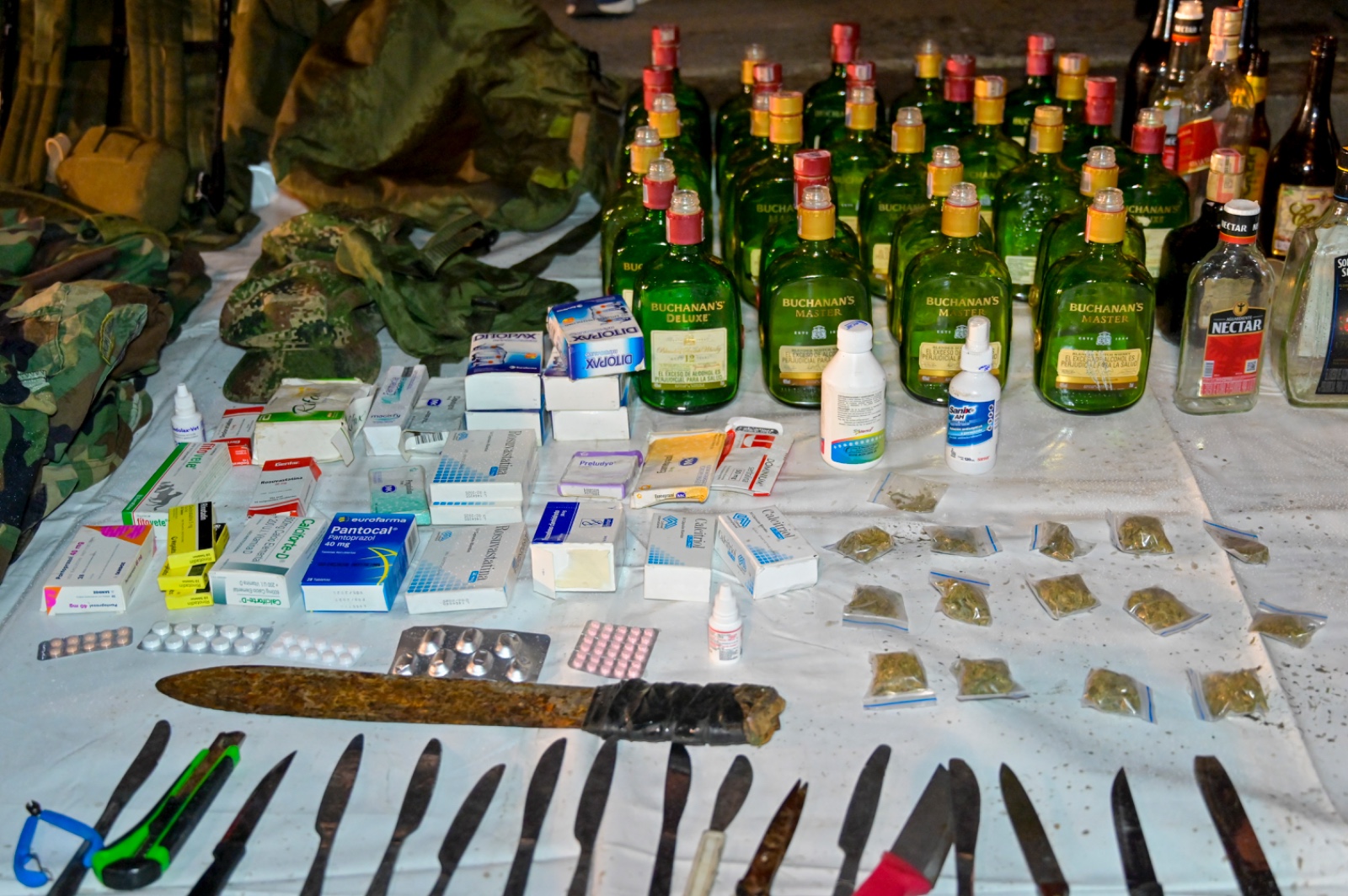 Encontraron más de 30 botellas de Whisky vacías.