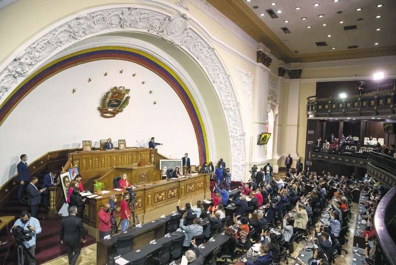 Vista general del Hemiciclo de Sesiones del Palacio Federal Legislativo de la Asamblea Nacional en Caracas.