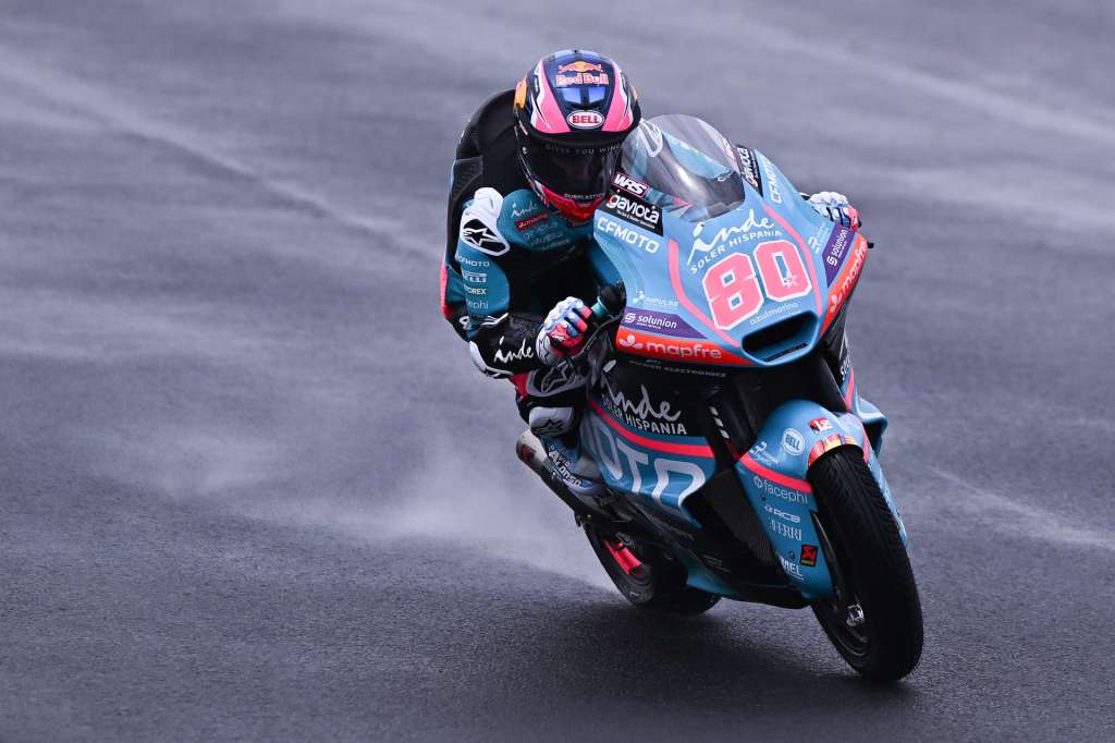AME5877. GOIÂNIA (BRASIL), 20/03/2026.- El piloto colombiano David Alonso de CF Moto Aspar Team participa este viernes, en las prácticas del Gran Premio de Brasil de Moto2 en el autódromo Ayrton Senna en Goiânia (Brasil). EFE/ Andre Borges