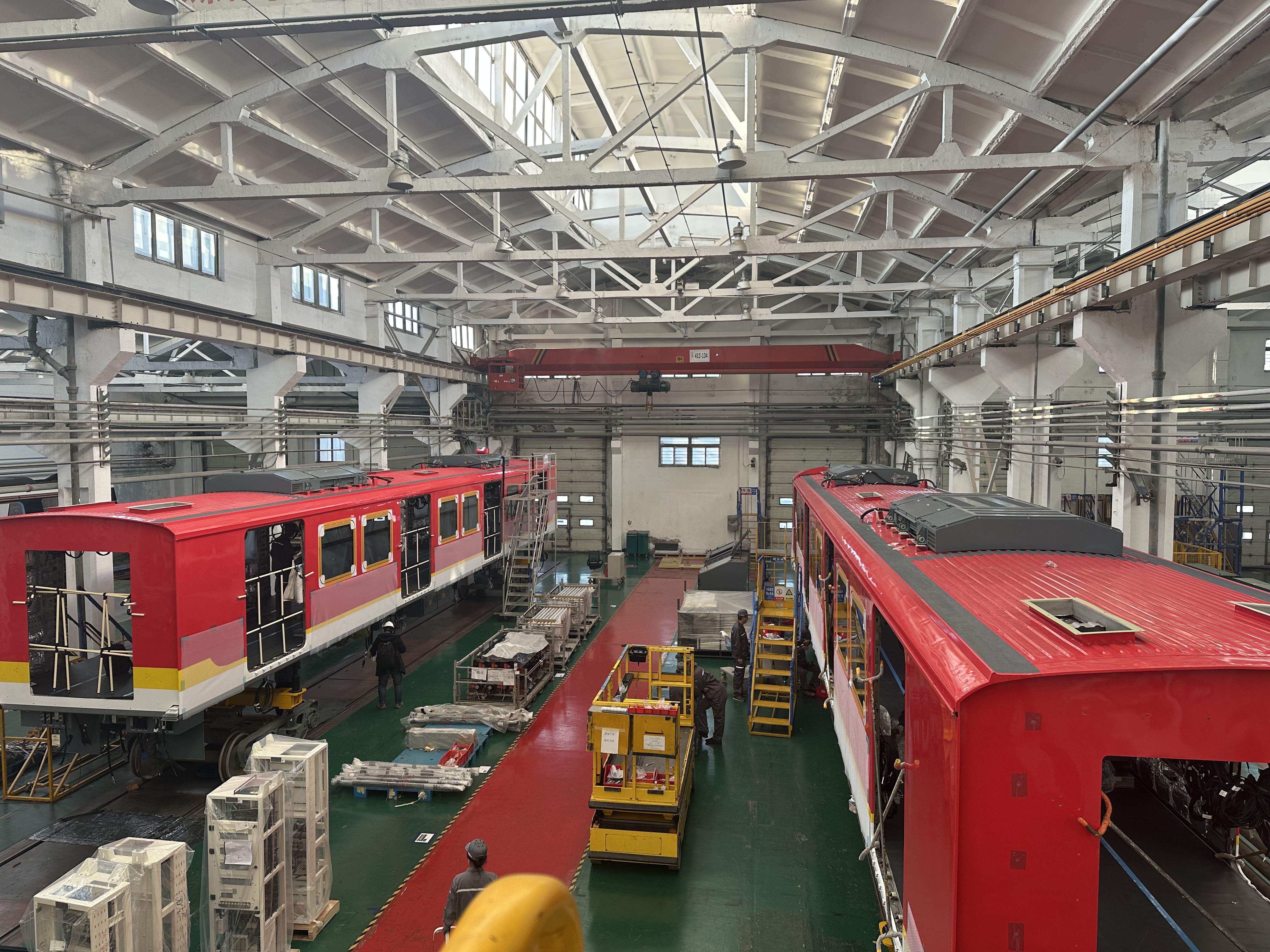 Fábrica de trenes para la línea 1, en China, 2025.