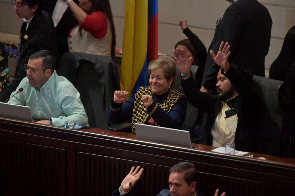 La ministra de Trabajo Gloria Inés Ramírez, durante el debate de la reforma laboral en la Plenaria de la  Cámara de Representantes.