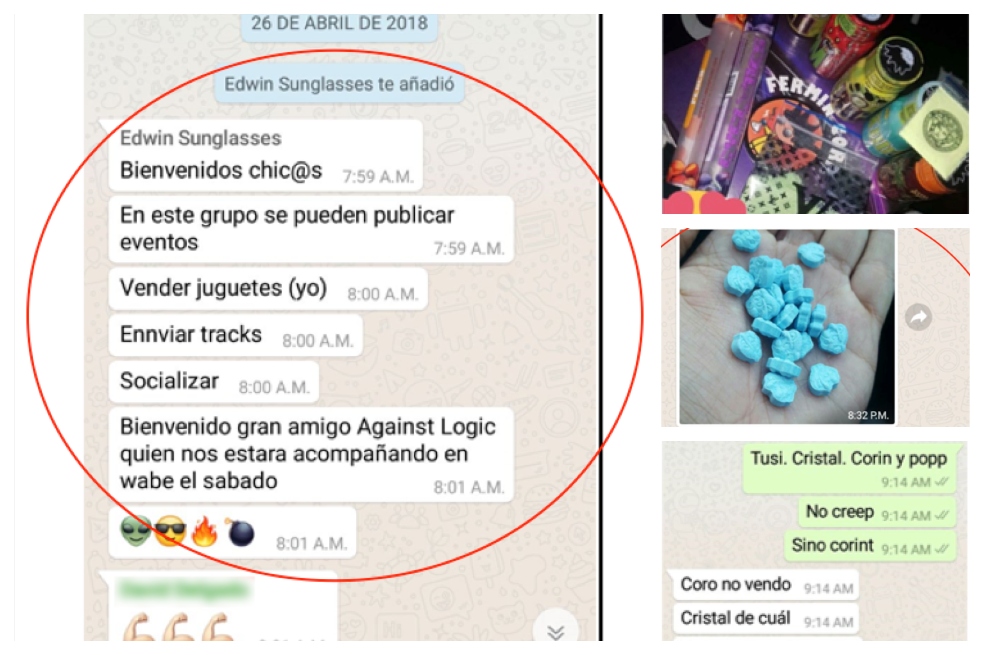 De acuerdo con el entre investigador, las drogas se vendían a través de chats de WhatsApp y por redes sociales y se entregaban a domicilio. / Fotos: Fiscalía