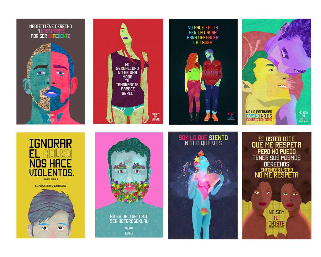 Muestra de las ochos piezas de "No soy tu chiste" que se están exhibiendo en Bogotá.