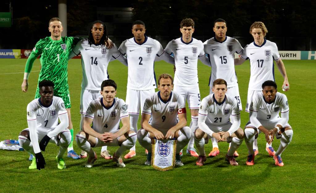 RIGA (Latvia), 03/06/2026.- (FILE) - Team England starting eleven pose for the group photo prior to the 2026 FIFA World Cup European Qualifiers soccer match between Latvia and England in Riga, Latvia, 14 October 2025 (reissued 02 June 2026). England are drawn in Group L of the upcoming FIFA World Cup 2026 starting on 11 June 2026 and running until 19 July 2026. (Mundial de Fútbol, Letonia) EFE/EPA/TOMS KALNINS