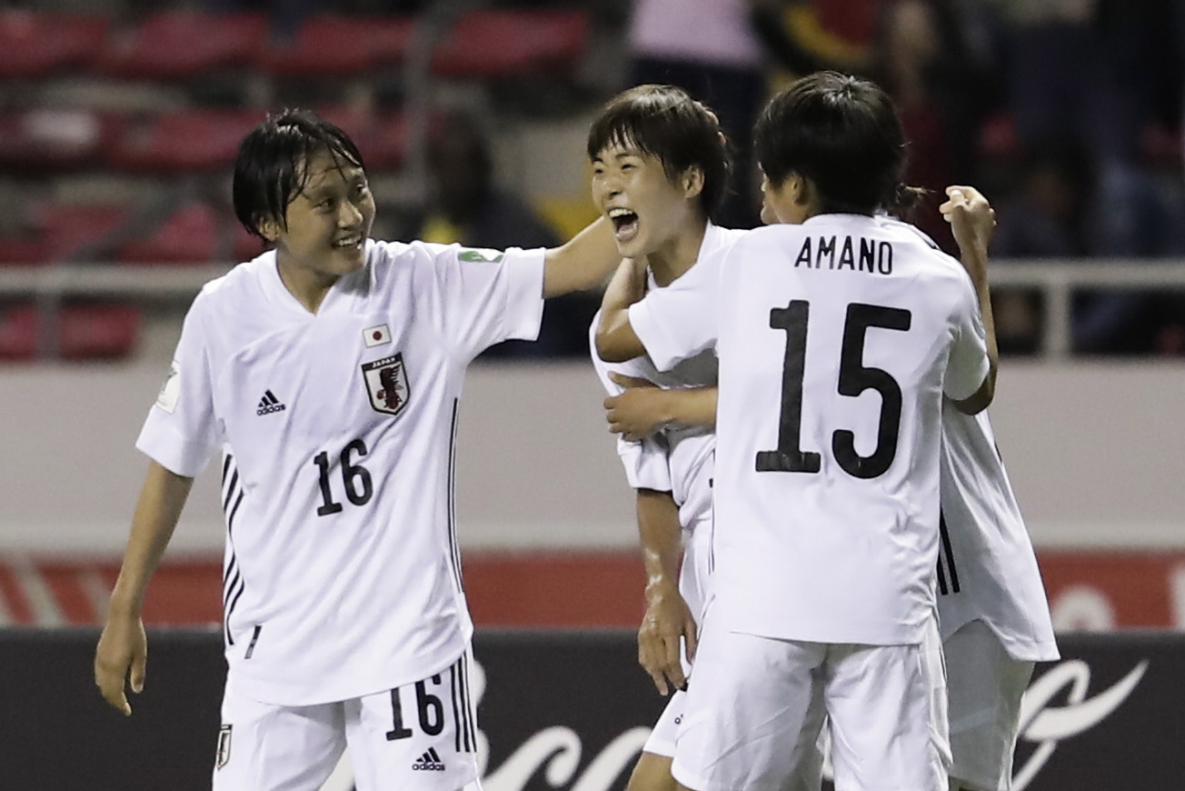 AMDEP5970. SAN JOSÉ (COSTA RICA), 25/08/2022.- Maika Hamano (c) de Japón celebra un gol hoy, en un partido de las semifinales de la Copa Mundial Femenina Sub-20 entre Brasil y Japón, en el estadio Nacional en San José (Costa Rica). EFE/Jeffrey Arguedas