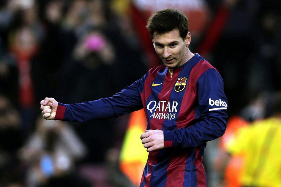 Lionel Messi celebra el cuarto gol contra Levante. Foto: AFP