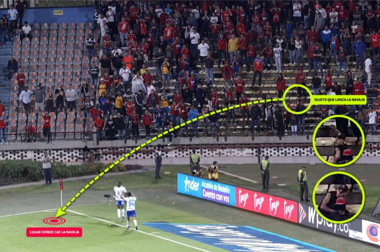 Identifican a hincha del Medellín que lanzó navaja a jugador de Millonarios