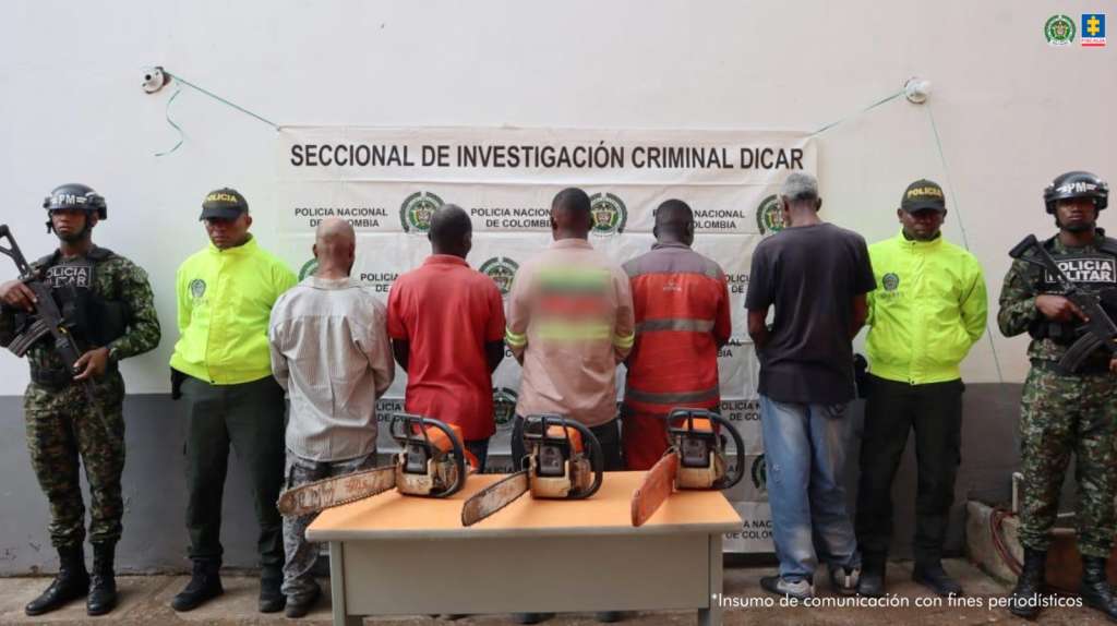 Los cinco sujetos fueron judicializados por el delito de aprovechamiento Ilícito de los recursos naturales renovables.