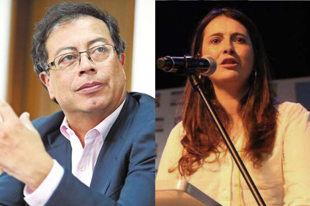 Gustavo Petro, senador de la oposición, y Paloma Valencia, senadora del Centro Democrático.