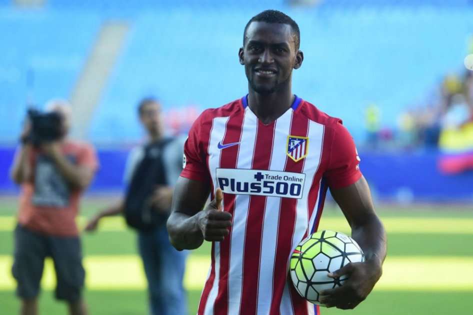 Jackson Martínez en su presentación como delantero de Atlético de Madrid. Foto: AFP