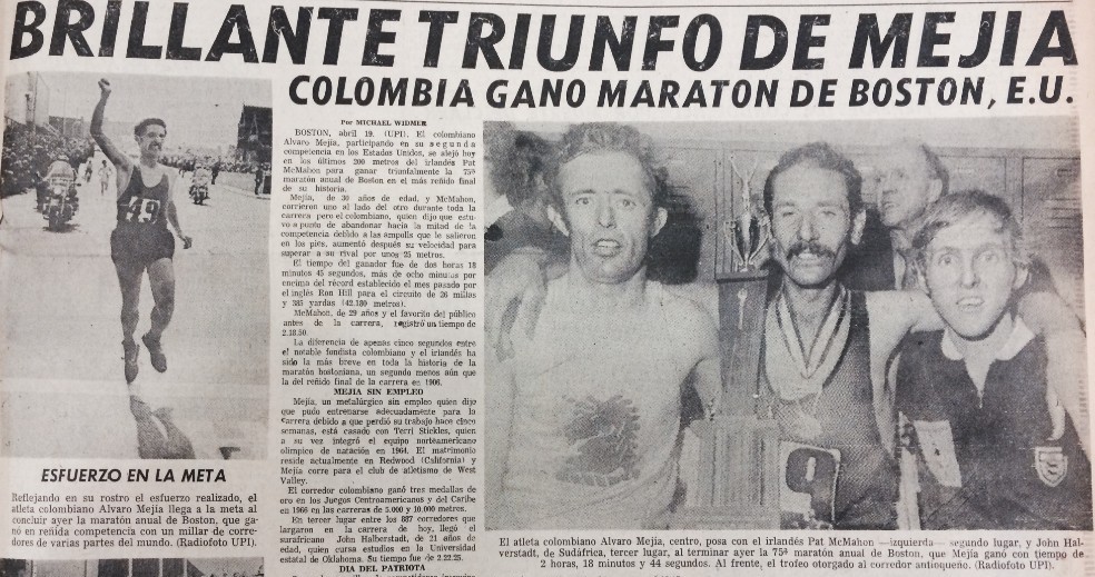 álvaro mejía Flórez - Campeón Maratón de Boston 1971