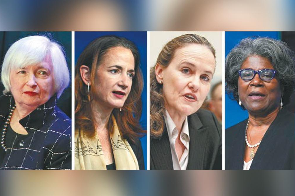 De izquierda a derecha: Janet Yellen, Avril Haines, Michèle Flournoy, y Linda Thomas-Greenfield.