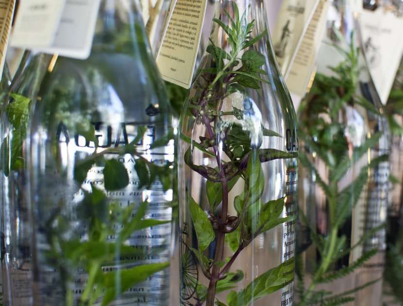 Presentación al cliente del agua filtrada y aromatizada. Foto: AFP