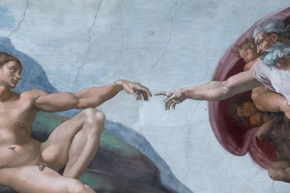 Imagen del fresco de Miguel Ángel "La Creación de Adán".