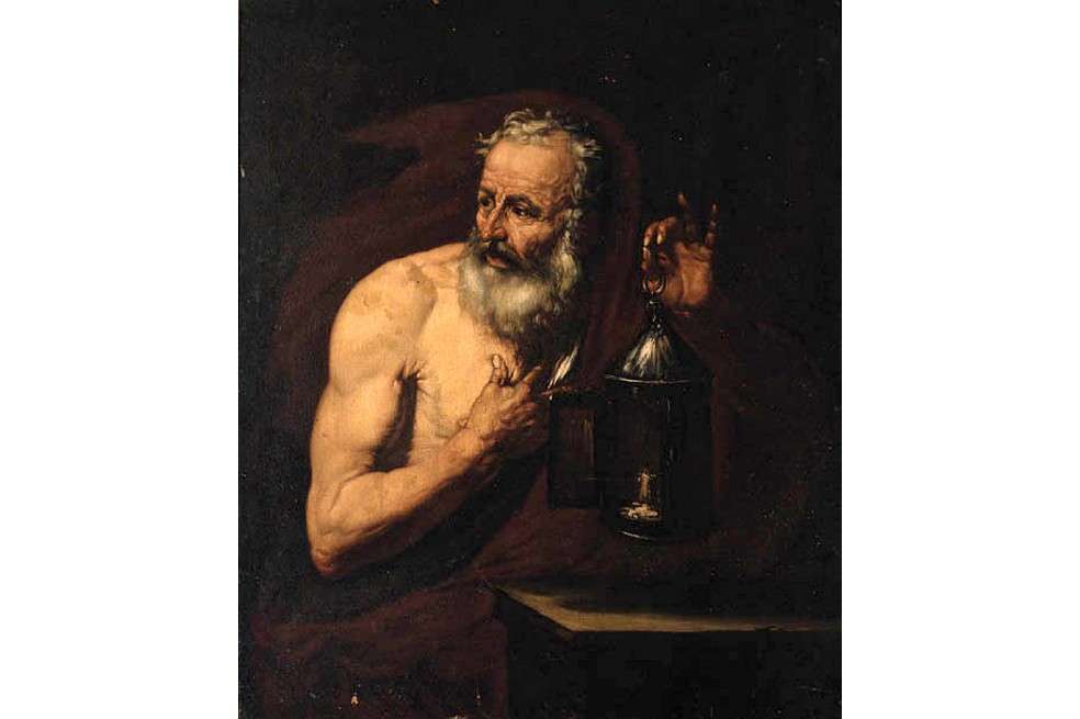 Pintura de Diógenes, el perro, atribuida a Giovan Battista Langetti.