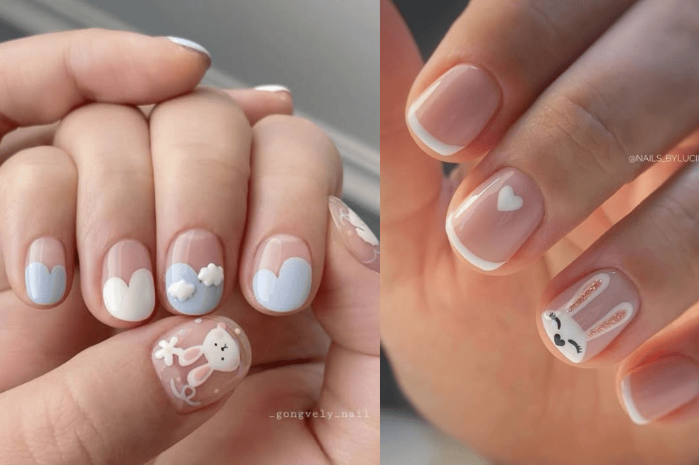 Estas uñas son las indicadas si ya tienes listo para tu hija el disfraz de conejita.