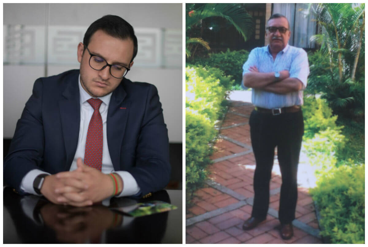 Luis Carlos Castillo (izquierda), hijo de la víctima, no deja de alertar lo insólito del homicidio. La víctima (derecha), de 65 años, era técnico operativo de la Dirección de Rentas desde de 2011. - Gustavo Torrijos /El Espectador