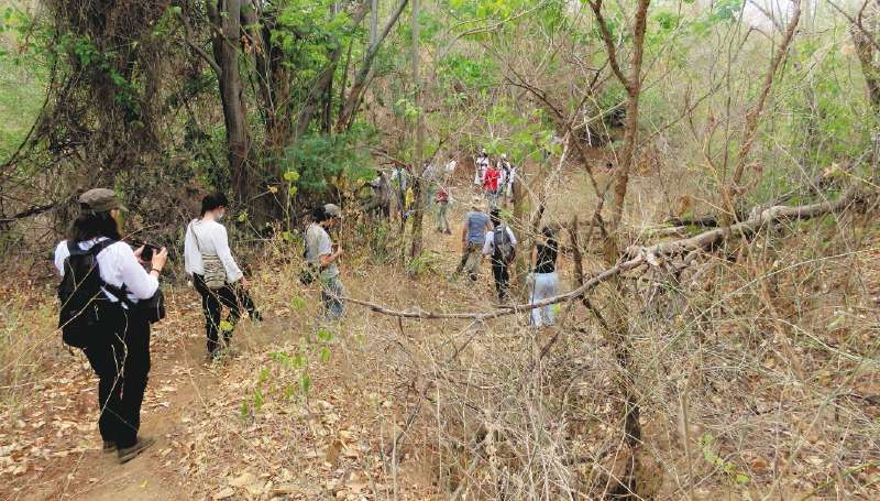 Parlamentarios europeos y ONG visitan el cauce natural por donde corría antes del desvío el arroyo Bruno. / Cortesía Cinep