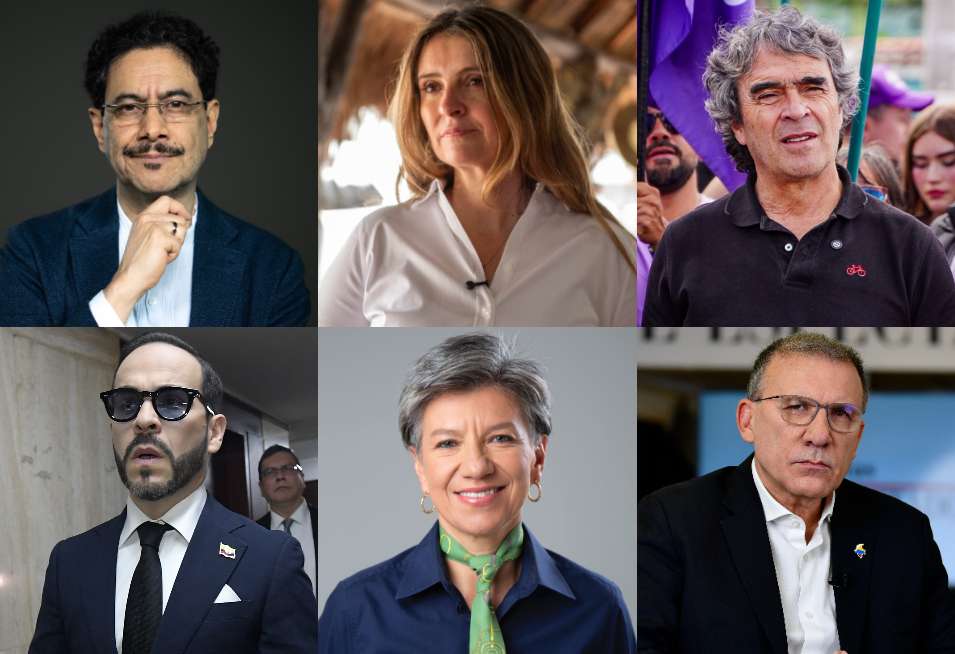 De izquierda a derecha: Iván Cepeda, Paloma Valencia, Sergio Fajardo, Abelardo De La Espriella, Claudia López y Roy Barreras.