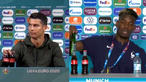 Después de Cristiano y la Coca-Cola, Pogba retira botella de Heineken