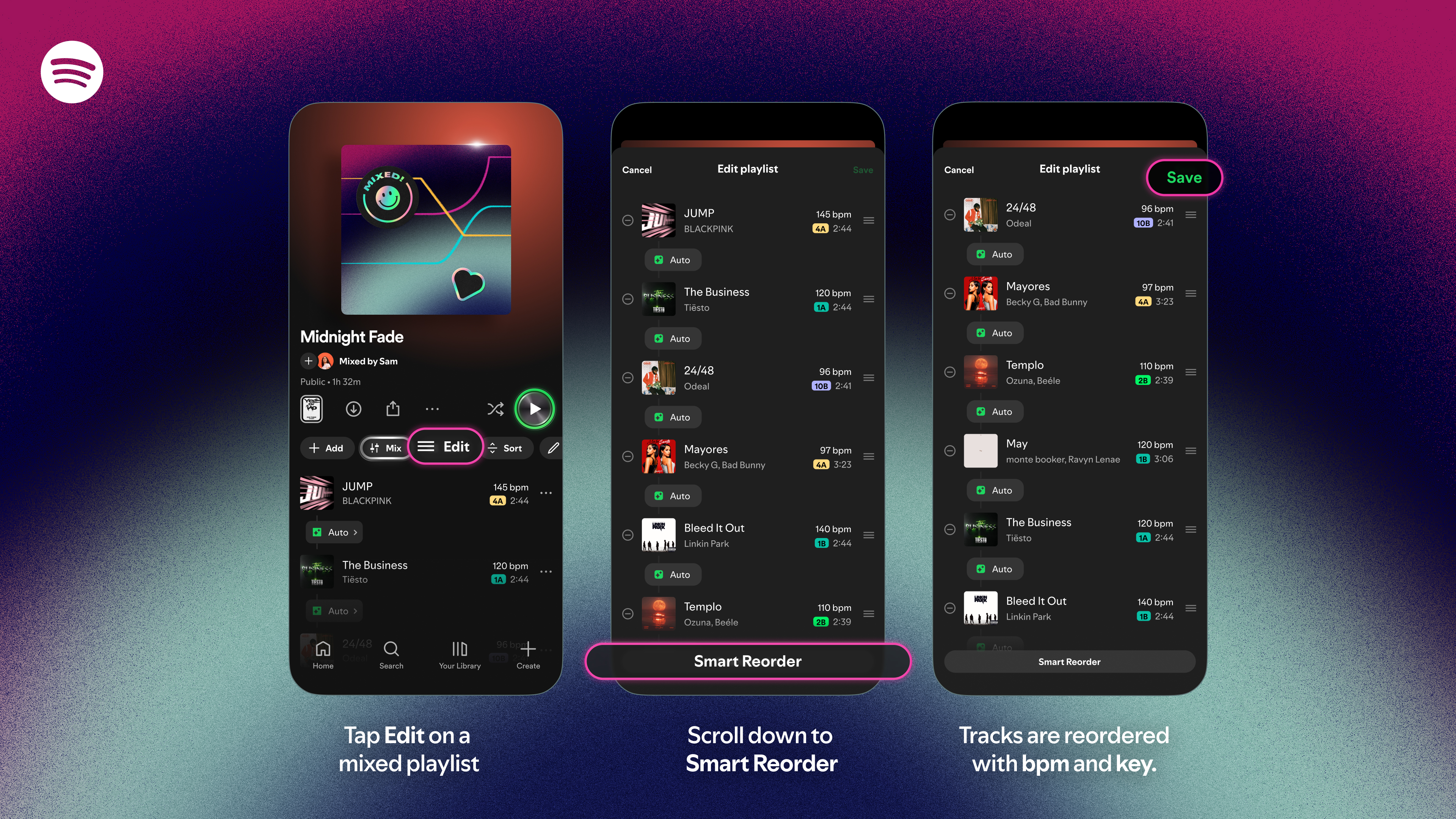 Smart Reorder de Spotify