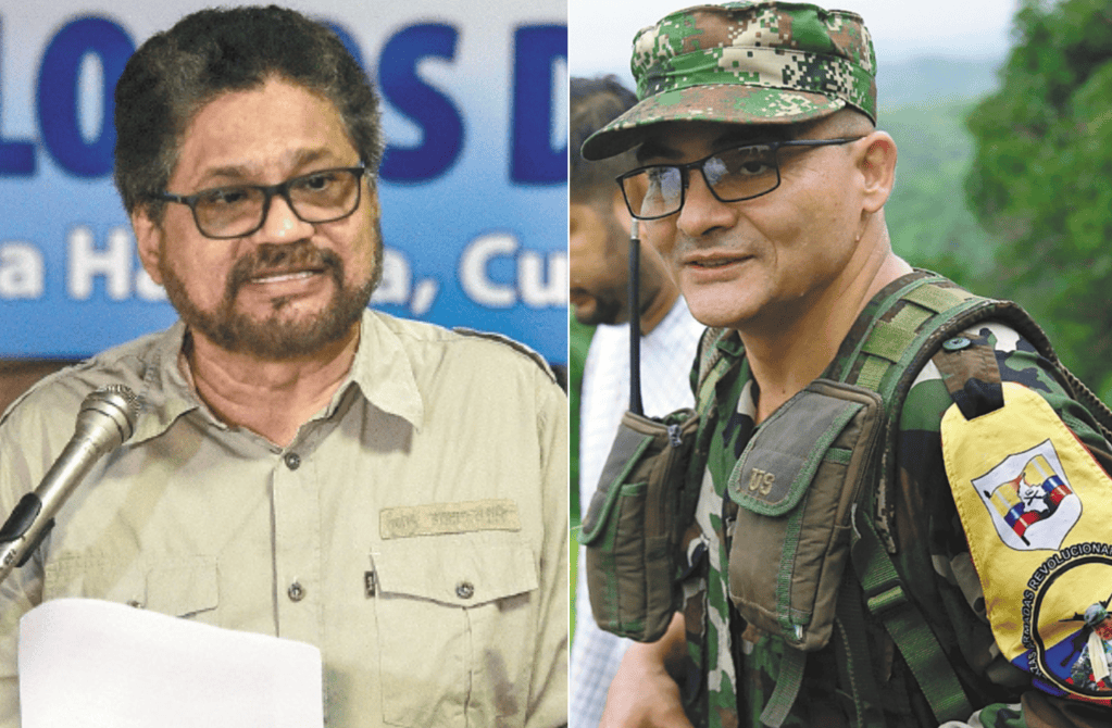 A la izquierda Luciano Marín, conocido en la guerra como ‘Iván Márquez’, y comandante de la Segunda Marquetalia. A la derecha, Néstor Gregorio Vera, 'Iván Mordisco', jefe de la disidencia conocida como Estado Mayor Central.
