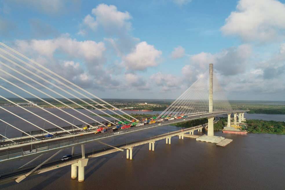Prueba de carga del puente Pumarejo en Barranquilla. / Cortesía - Sacyr