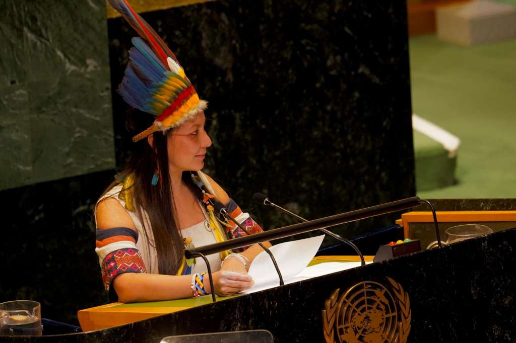 Lena Estrada, ministra de Ambiente, en la ONU, este 21 de abril.