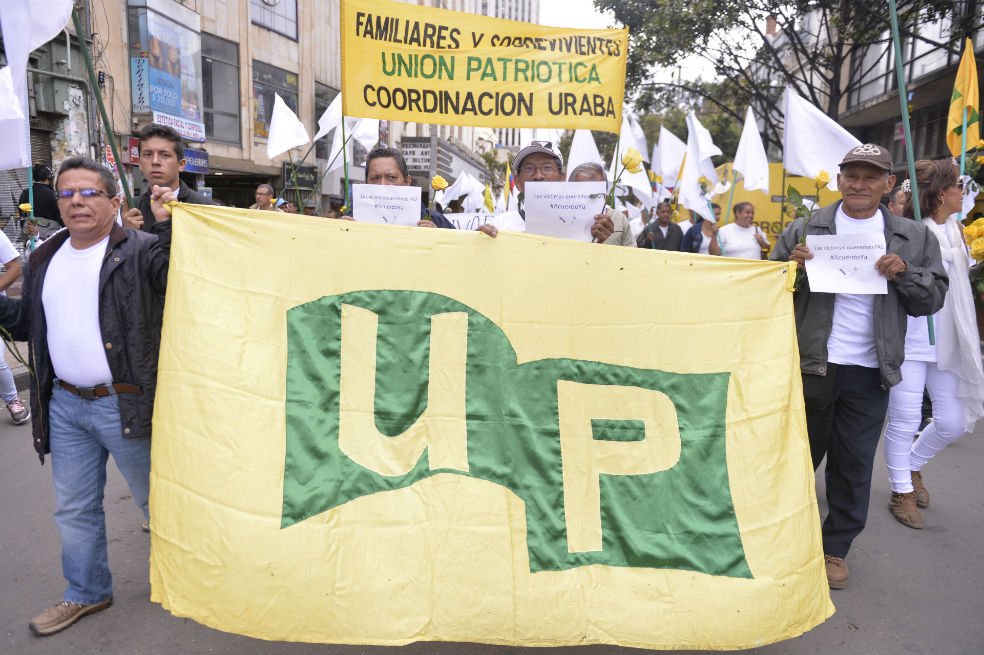 La Unión Patriótica (UP), partido político surgido en un acuerdo de paz en 1985, hoy acredita 6.002 víctimas de masacres, asesinatos, desapariciones, exilios, atentados y amenazas. / Foto: archivo.