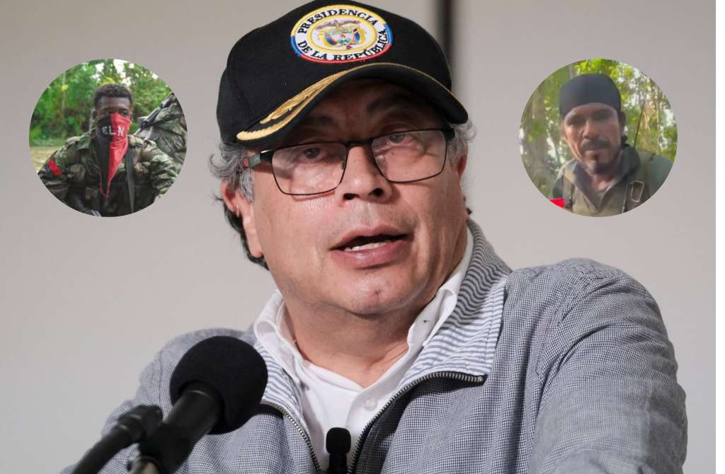 El presidente Gustavo Petro (izq.) recibió una carta de 'Jhon Mechas' (der.) con una propuesta para parar la crisis por la guerra con el ELN en Catatumbo.