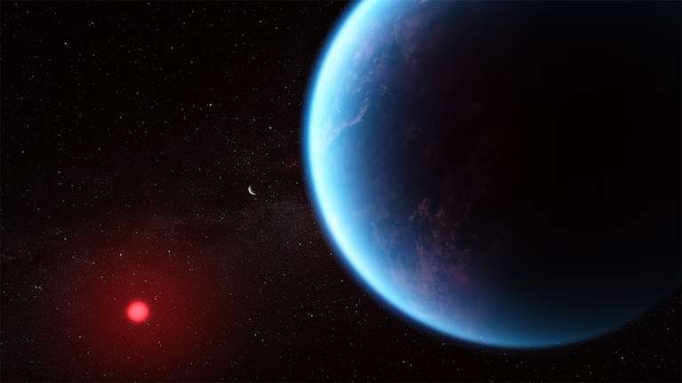Imagen, hecha por un artista, de cómo se podría ver el exoplaneta.