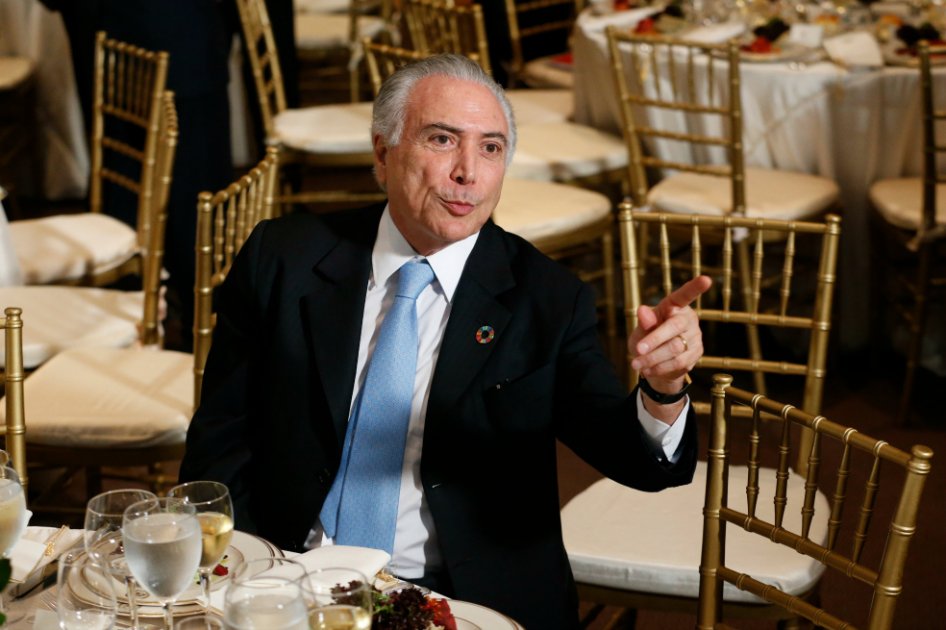 El presidente de Brasil, Michel Temer, durante uno de los almuerzos de la Asamblea General de las Naciones Unidas en Nueva York.  / AFP