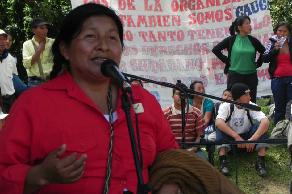Ana Silvia Secué, consejera auxiliar de la OPIC, el jueves en la manifestación pública en Popayán. / Édinson Arley Bolaños