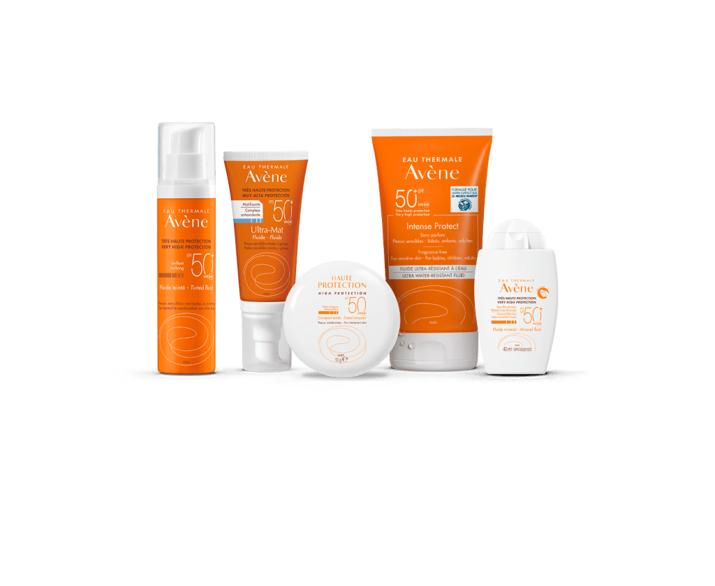 En la imagen, algunos de los productos de Avène.