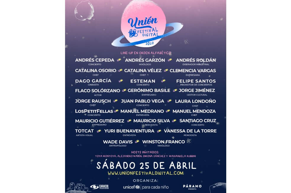 Estos son todos los artistas que harán parte de "Unión festival digital".  / Cortesía