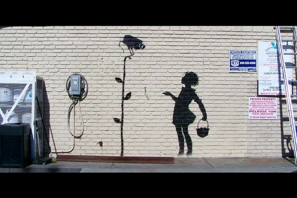 Julien's Auctions subastará este grafiti de Banksy, llamado "Flower Girl", el próximo 5 de diciembre.