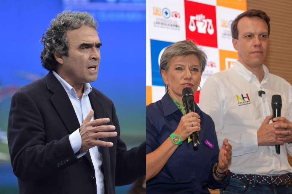 Precandidatos Sergio Fajardo, Claudia López y Leonardo Huerta.