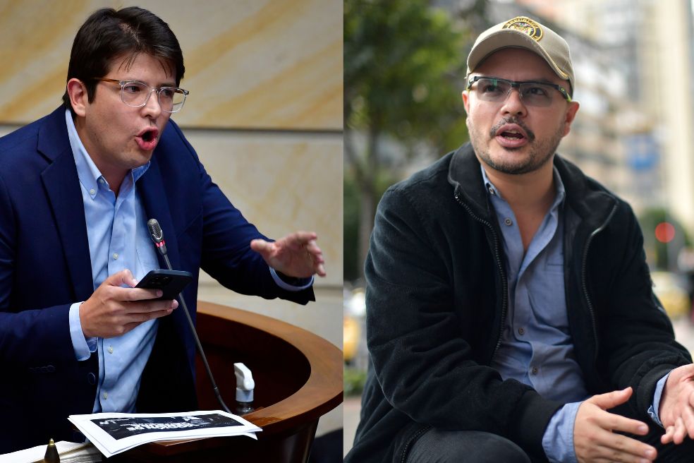 Senador Miguel Uribe y director de la ANT, Juan Felipe Harman.