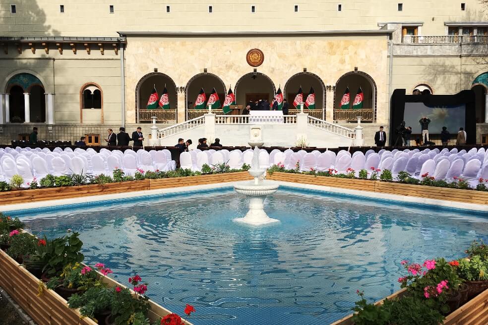 Durante la mañana se llevaron a cabo los preparativos para la posesión del actual presidente de Afganistán, Ashraf Ghani, en el palacio presidencial, en Kabul. / AFP
