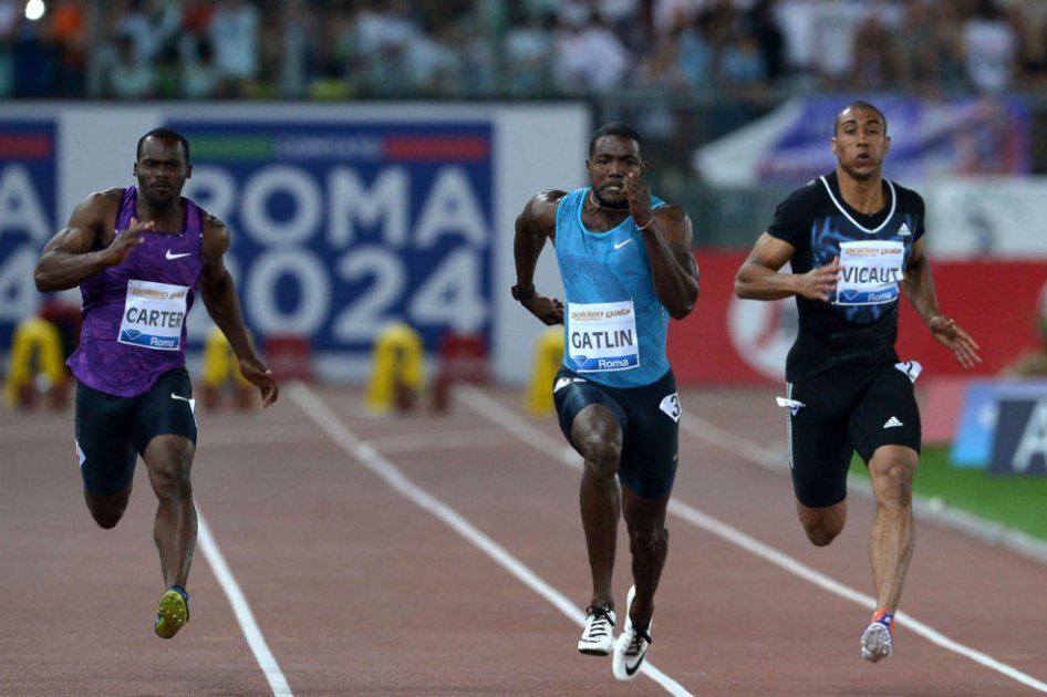 Justin Gatlin ganó los 100 metros en la cita de la Liga Diamante en Roma. Foto: EFE
