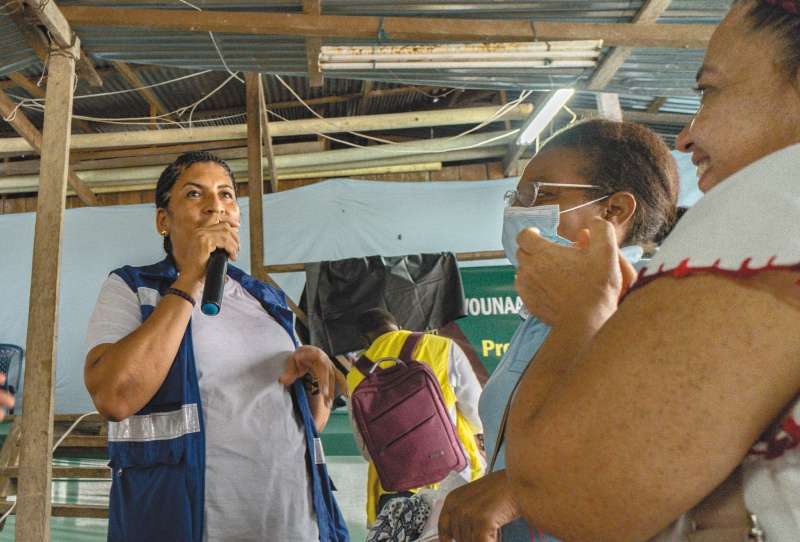 Elizabeth Moreno denuncia riesgos y amenazas para las comunidades, y le exige al Gobierno medidas reales de protección colectiva. / Camila Morales