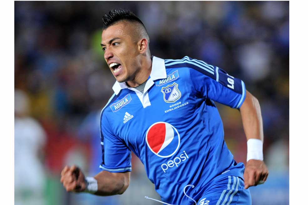 Fernando Uribe, el pasado sábado, cuando le anotó cuatro tantos a Fortaleza. / Cristian Garavito