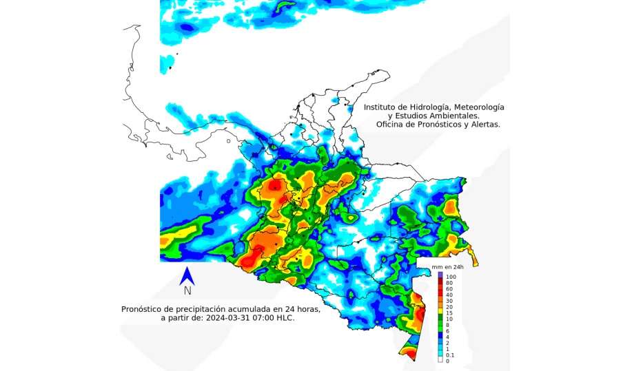 Este mapa refleja cómo será el tiempo el domingo 31 de marzo.