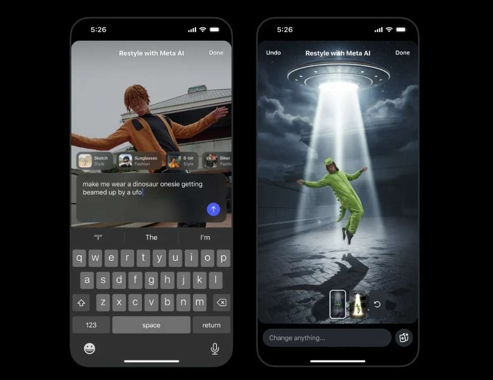 Edición de historias de Instagram con Meta AI. / Meta