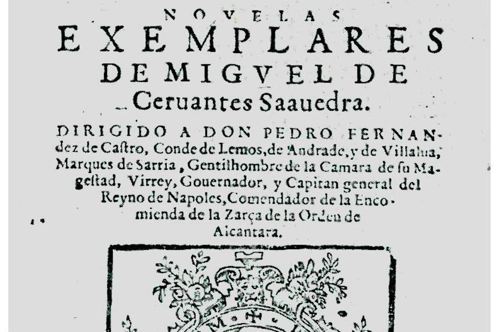 Portada de la edición príncipe de las ‘Novelas ejemplares’ (Madrid, Juan de la Cuesta, 1613).