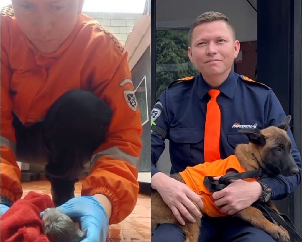 Guarda de seguridad reanimó a una cachorra recién nacida: ahora son inseparables