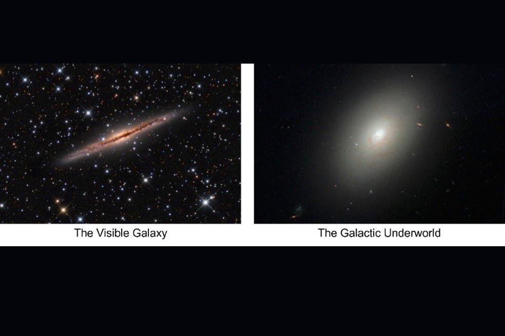 La Vía Láctea visible comparada con el inframundo galáctico.